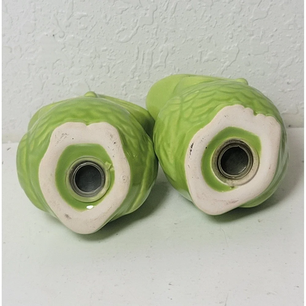 Vintage Ceramic Owl Salt and Pepper Shakers Pair Lemongrass-green MCM - Read